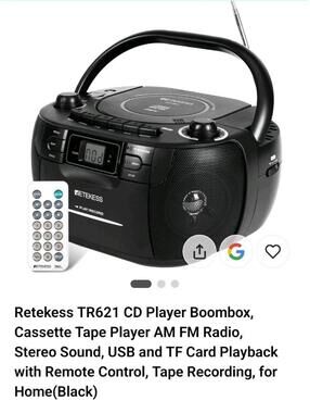 TR621 CD Player Boombox, Cassette Tape Player AM FM Radio, Stereo Sound, USB ...
